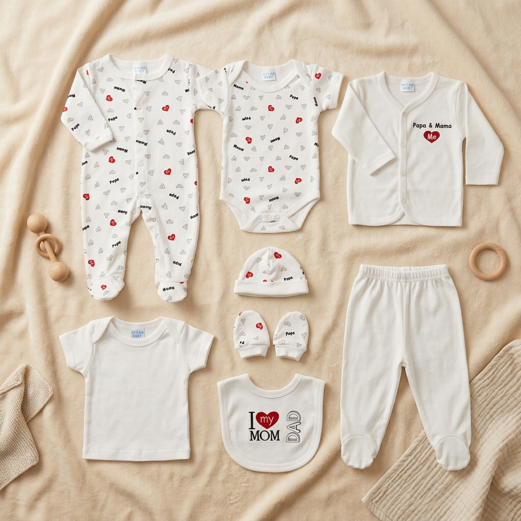 8-Piece Newborn Baby Starter Set – 6 Designs