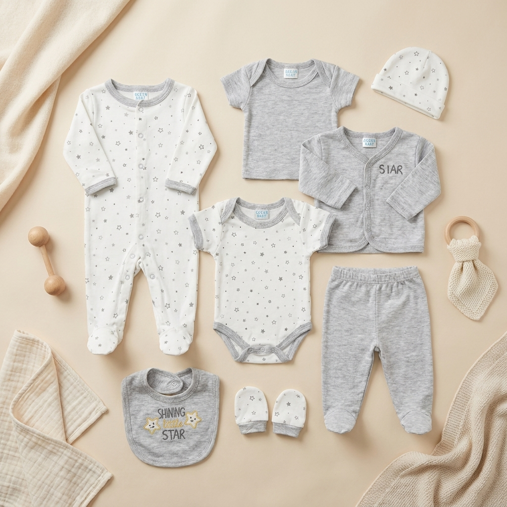8-Piece Newborn Baby Starter Set – 6 Designs