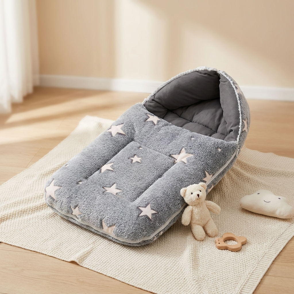 Plush Baby Carry Nest & Sleeping Bag – Star Print