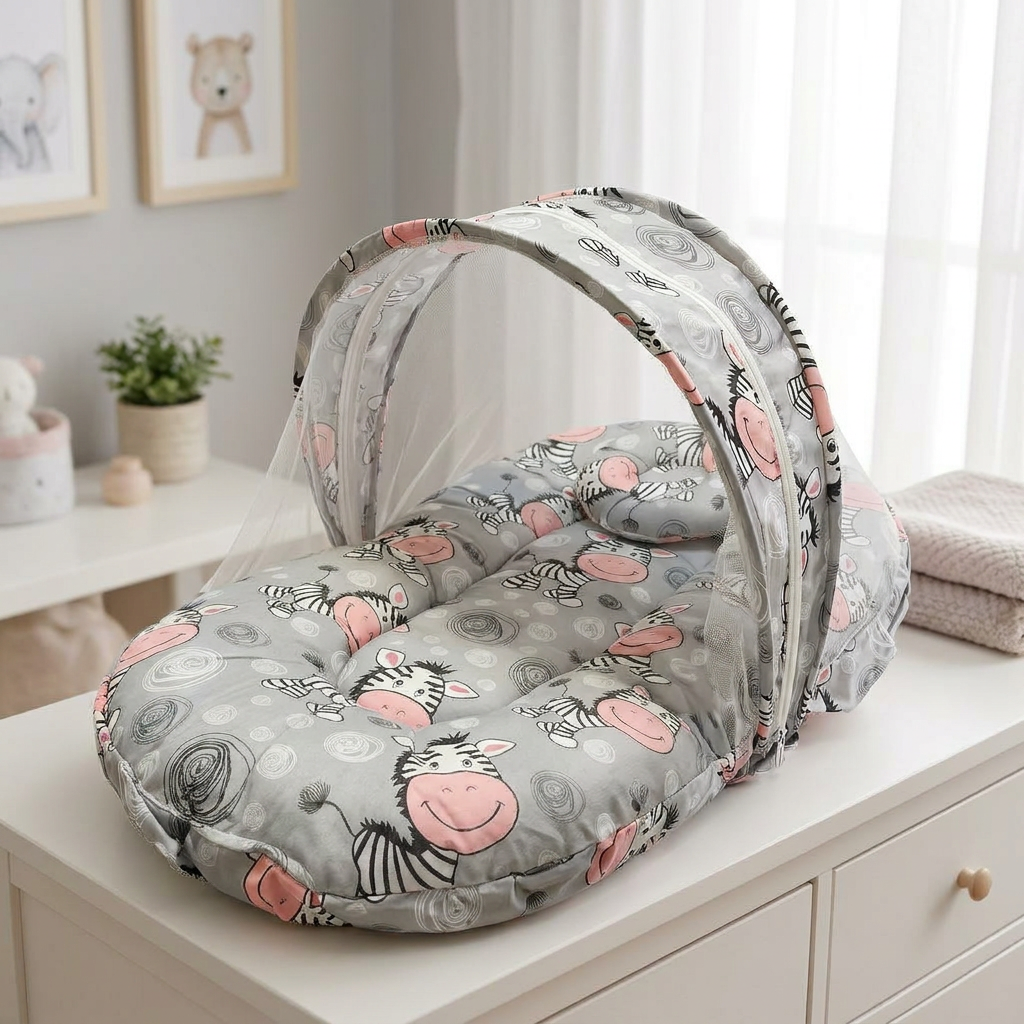 Baby Mosquito Zipper Net Carry Nest with Pillow – 5 Colors
