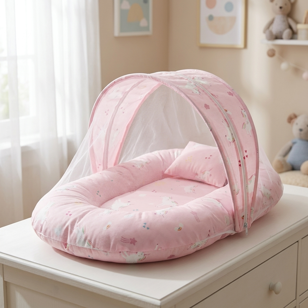 Baby Mosquito Zipper Net Carry Nest with Pillow – 5 Colors