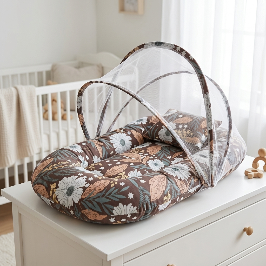 Baby Mosquito Net Carry Nest with Pillow – 2 Colors