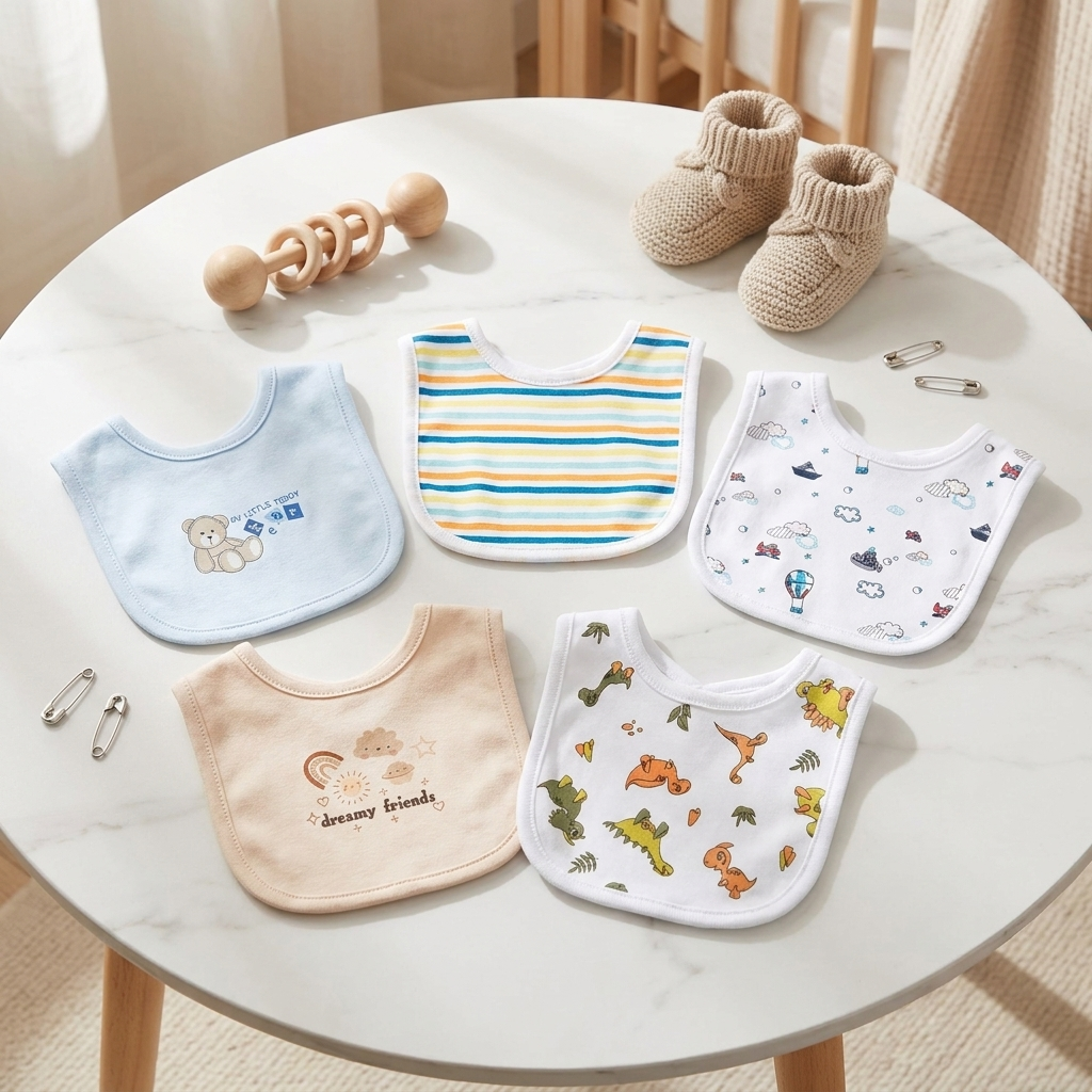 Baby Cotton Bib Set – 5 PCS