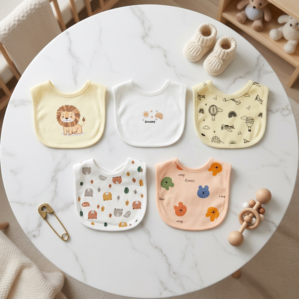 Baby Cotton Bib Set – 5 PCS