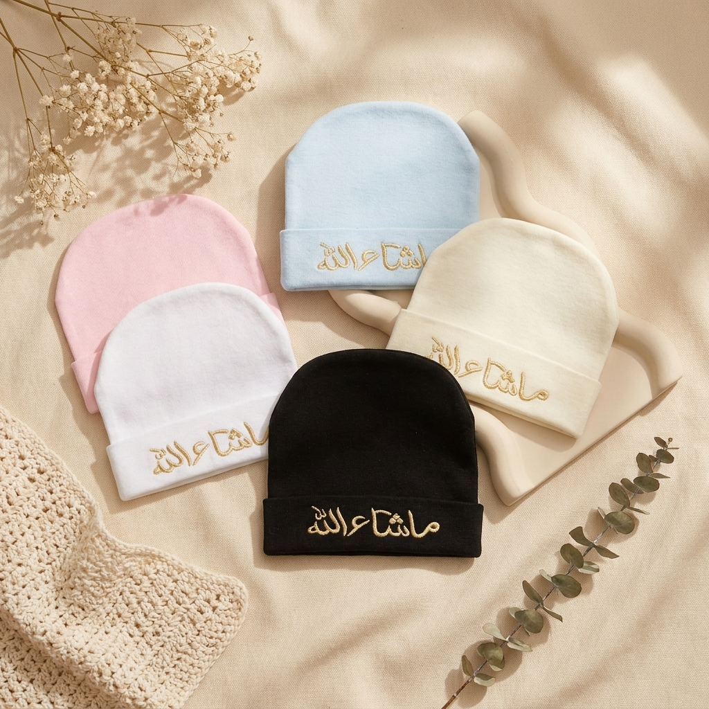 Baby Cotton "MashaAllah" Cap – Soft Newborn Beanie