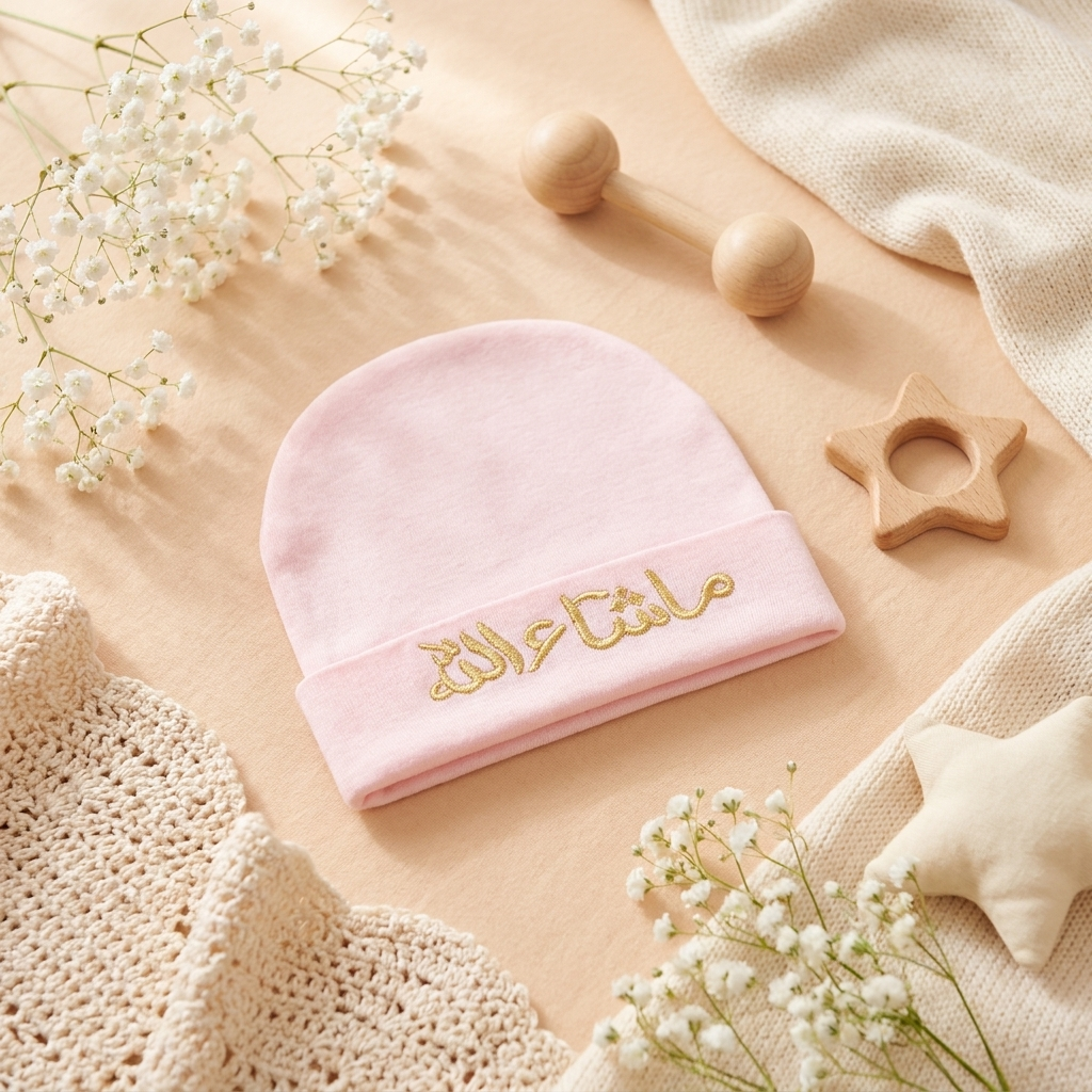 Baby Cotton "MashaAllah" Cap – Soft Newborn Beanie