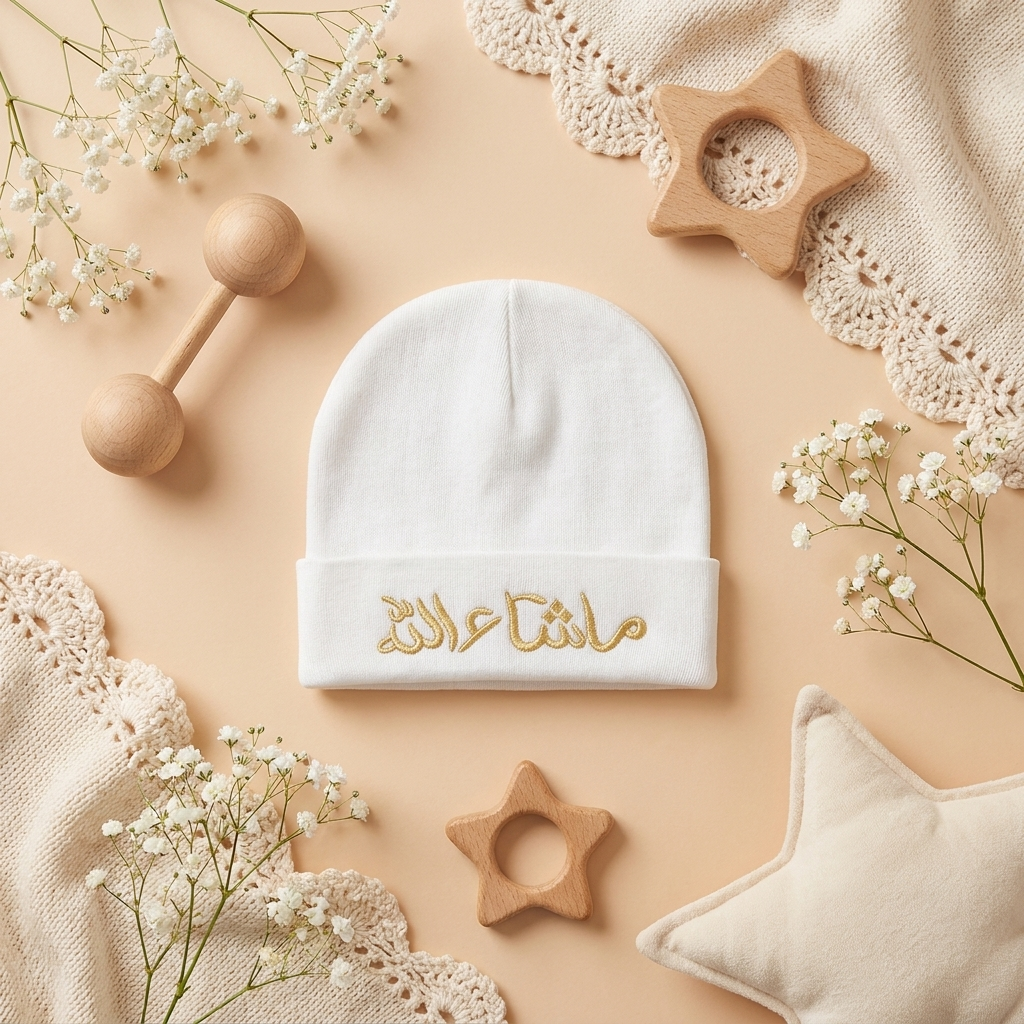 Baby Cotton "MashaAllah" Cap – Soft Newborn Beanie