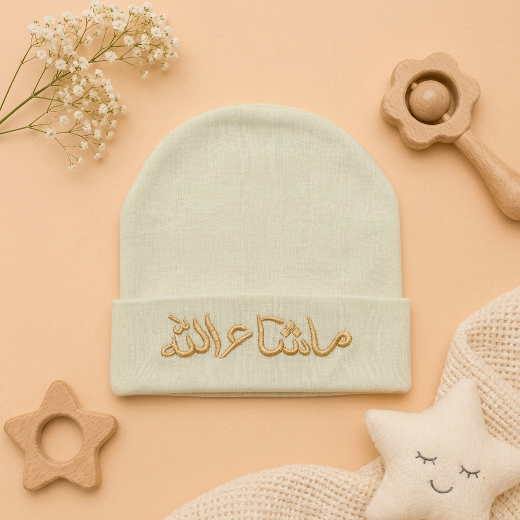 Baby Cotton "MashaAllah" Cap – Soft Newborn Beanie