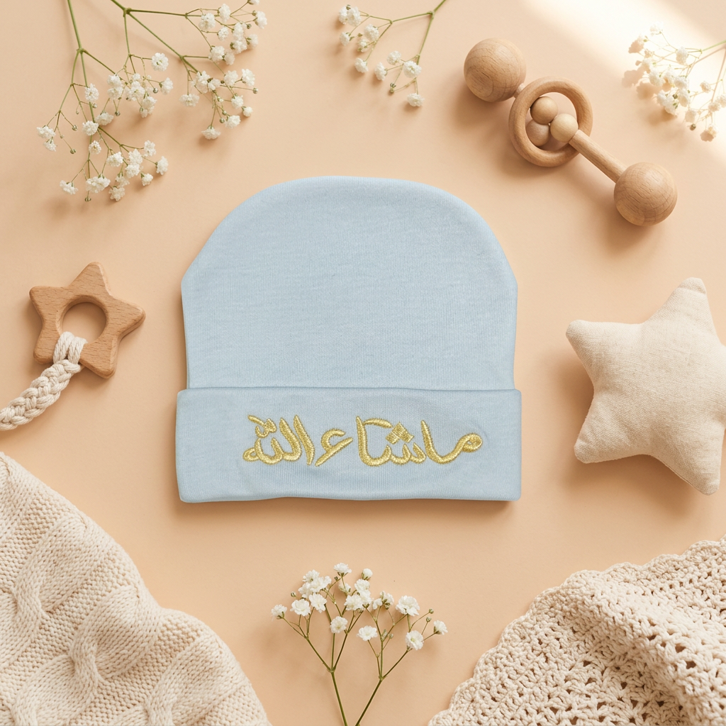 Baby Cotton "MashaAllah" Cap – Soft Newborn Beanie
