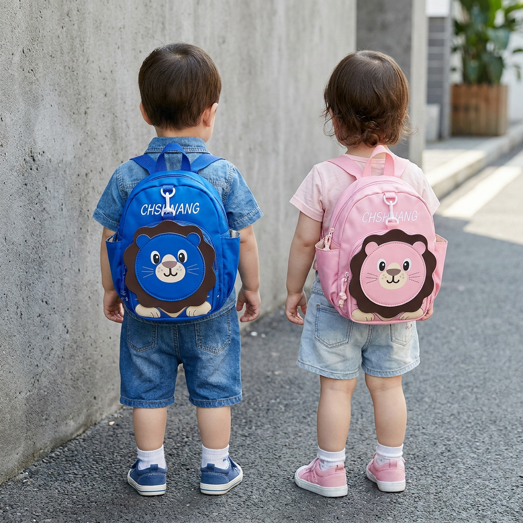 Kids Backpack with Detachable Mini Lion Pouch