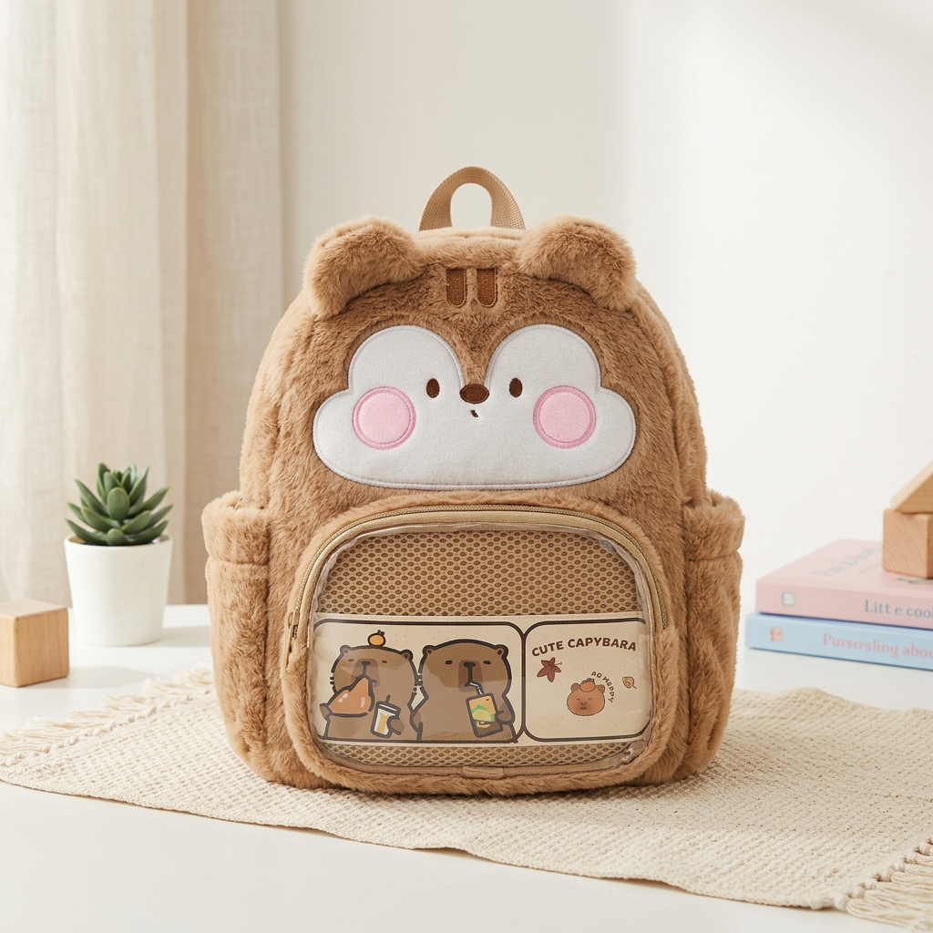 Cute Capybara Plush Baby Backpack