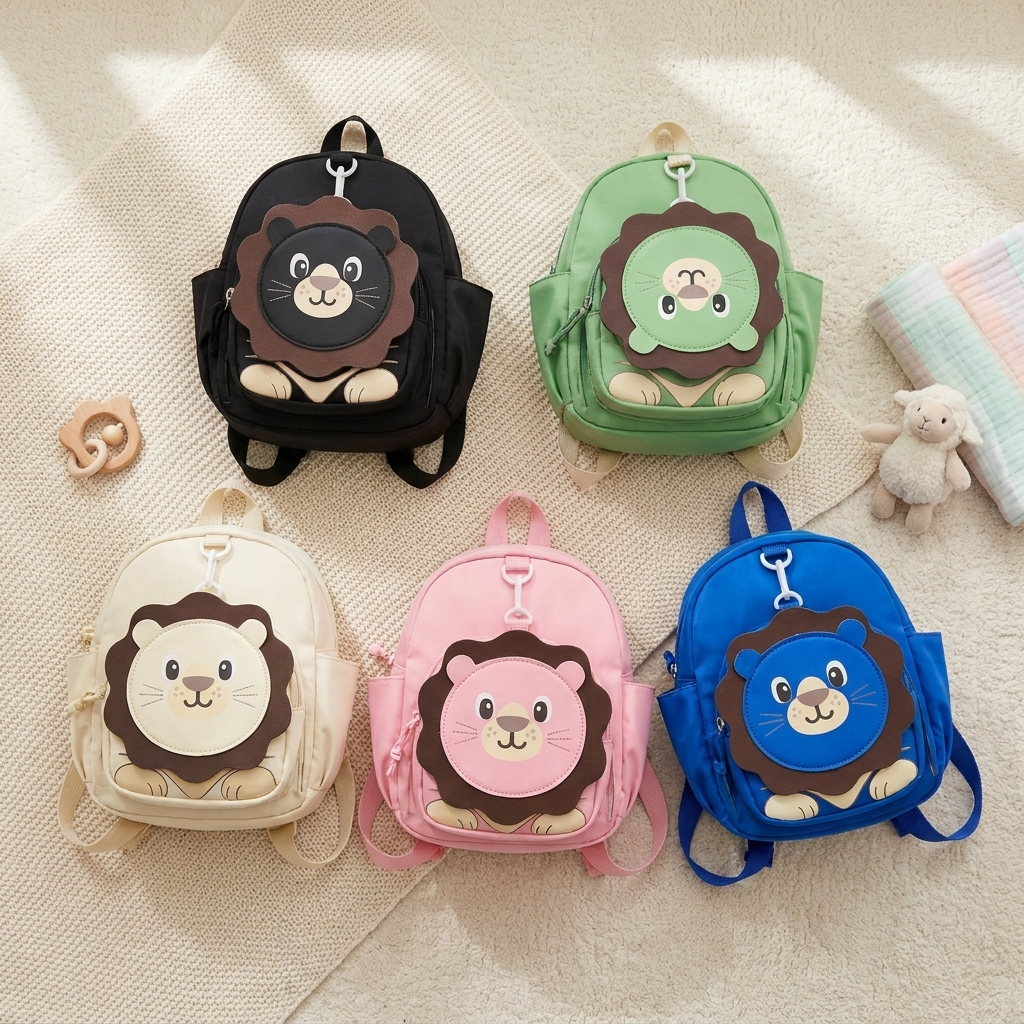 Kids Backpack with Detachable Mini Lion Pouch