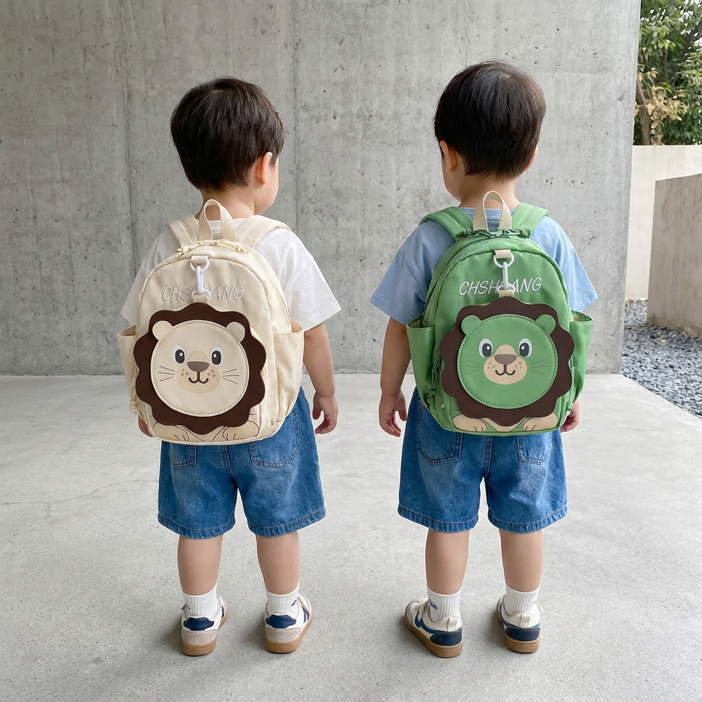 Kids Backpack with Detachable Mini Lion Pouch