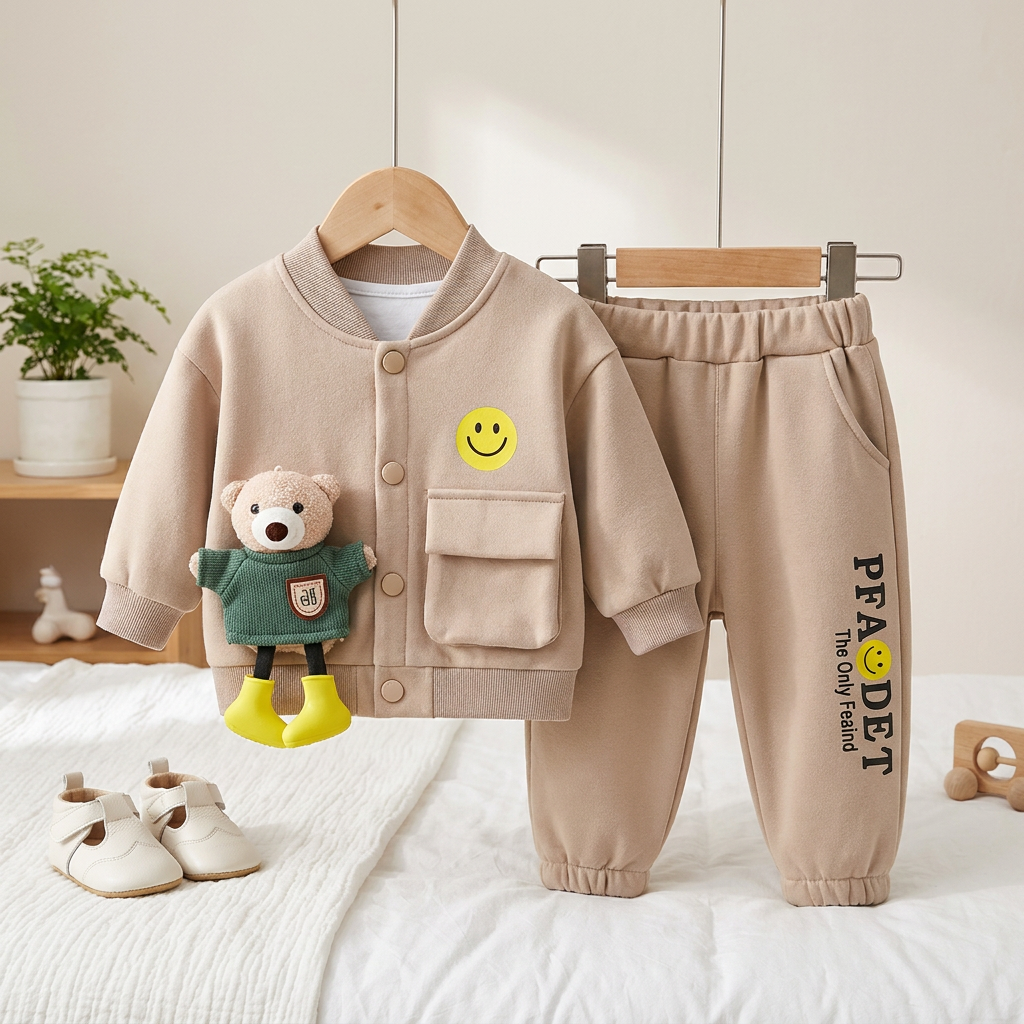 2-Piece Baby Bear Pocket Tracksuit Set