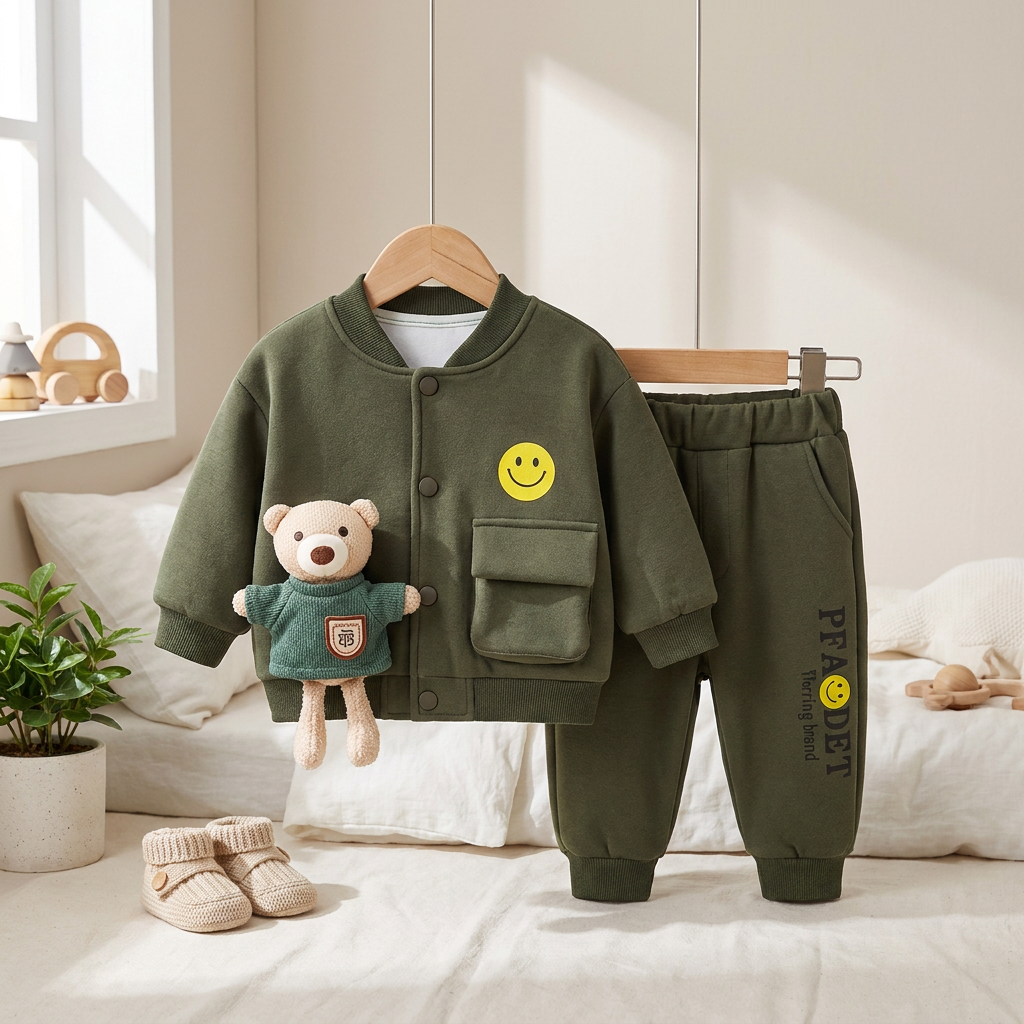2-Piece Baby Bear Pocket Tracksuit Set