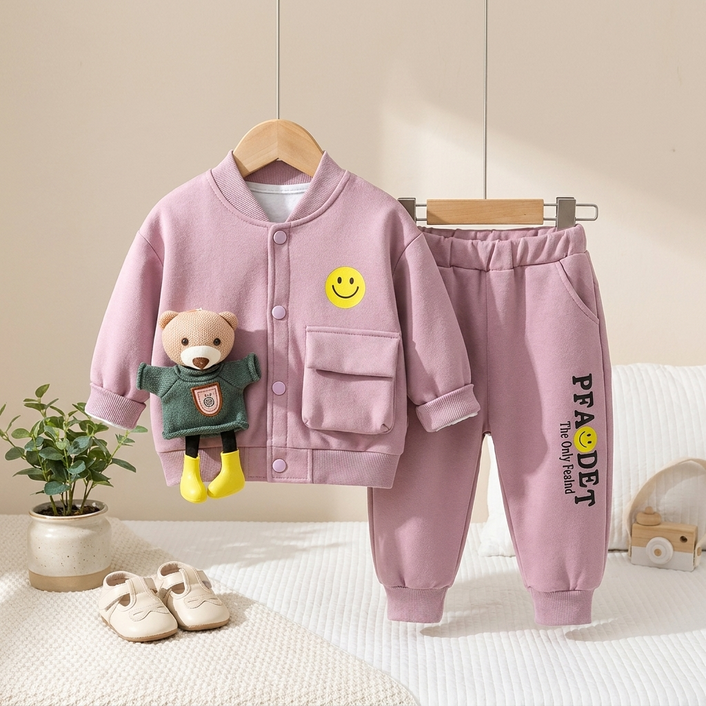 2-Piece Baby Bear Pocket Tracksuit Set