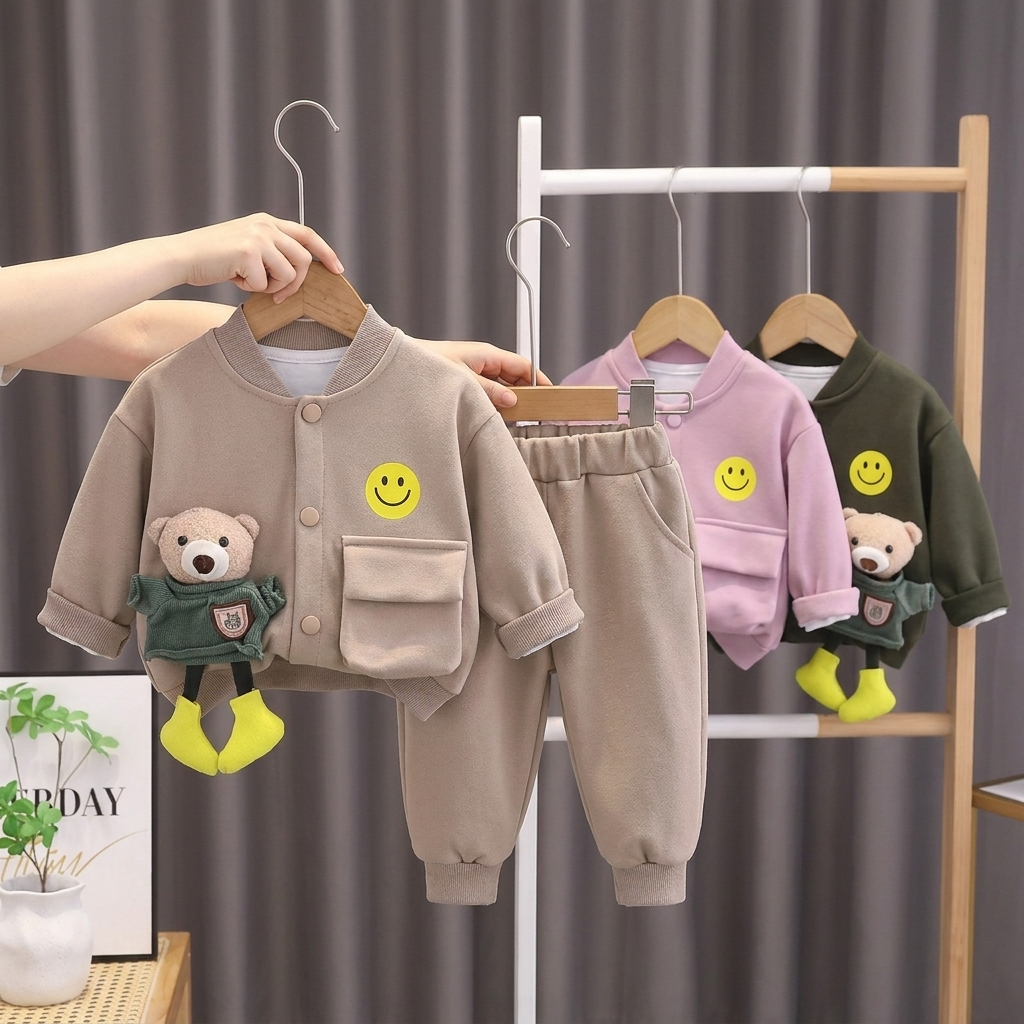 2-Piece Baby Bear Pocket Tracksuit Set