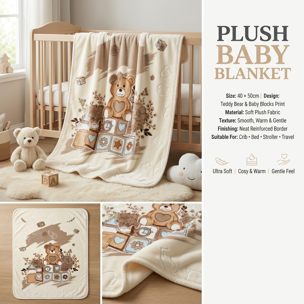 Plush Teddy Baby Blanket – 1-6 Years (2 Colors)
