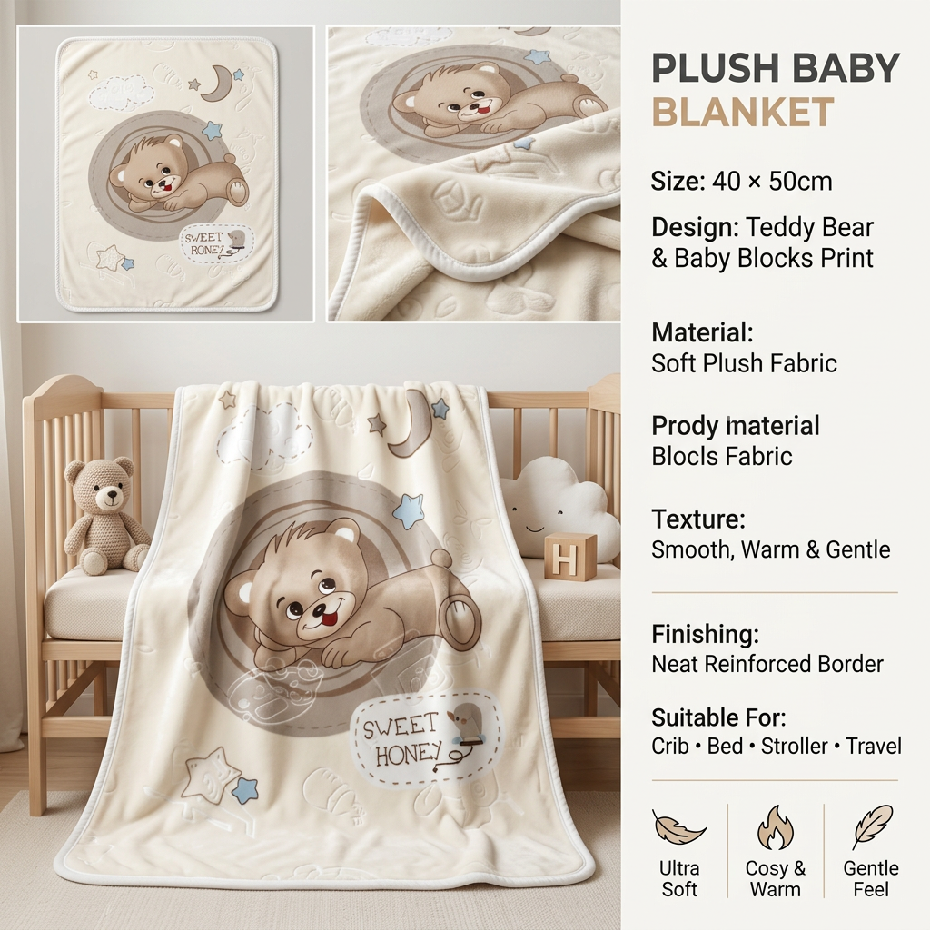 Plush Sweet Honey Bear Blanket – 1-6 Years