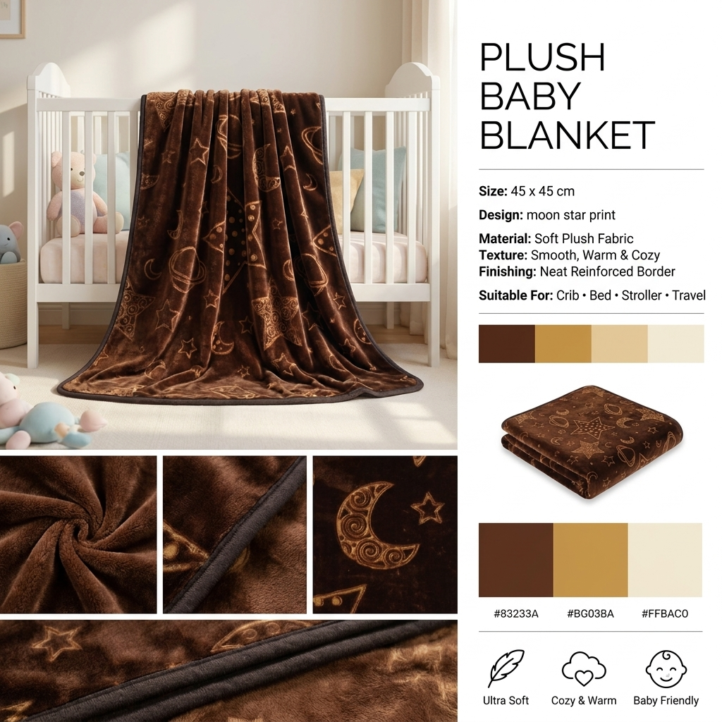Plush Moon & Star Baby Blanket – 1-4 Years (3 Colors)