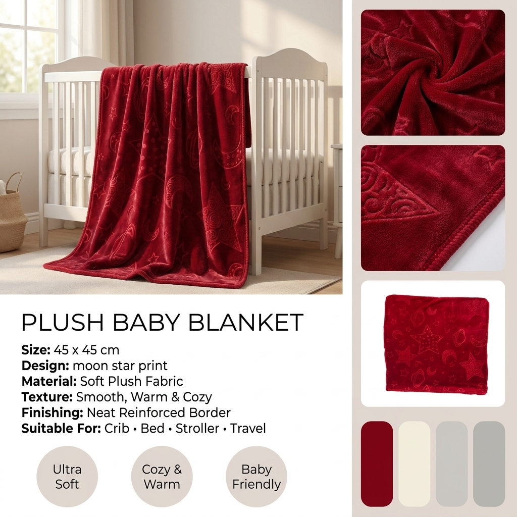 Plush Moon & Star Baby Blanket – 1-4 Years (3 Colors)