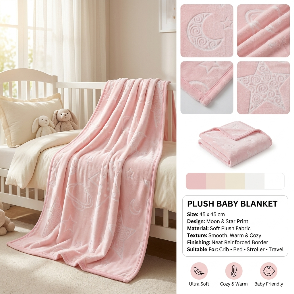 Plush Moon & Star Baby Blanket – 1-4 Years (3 Colors)
