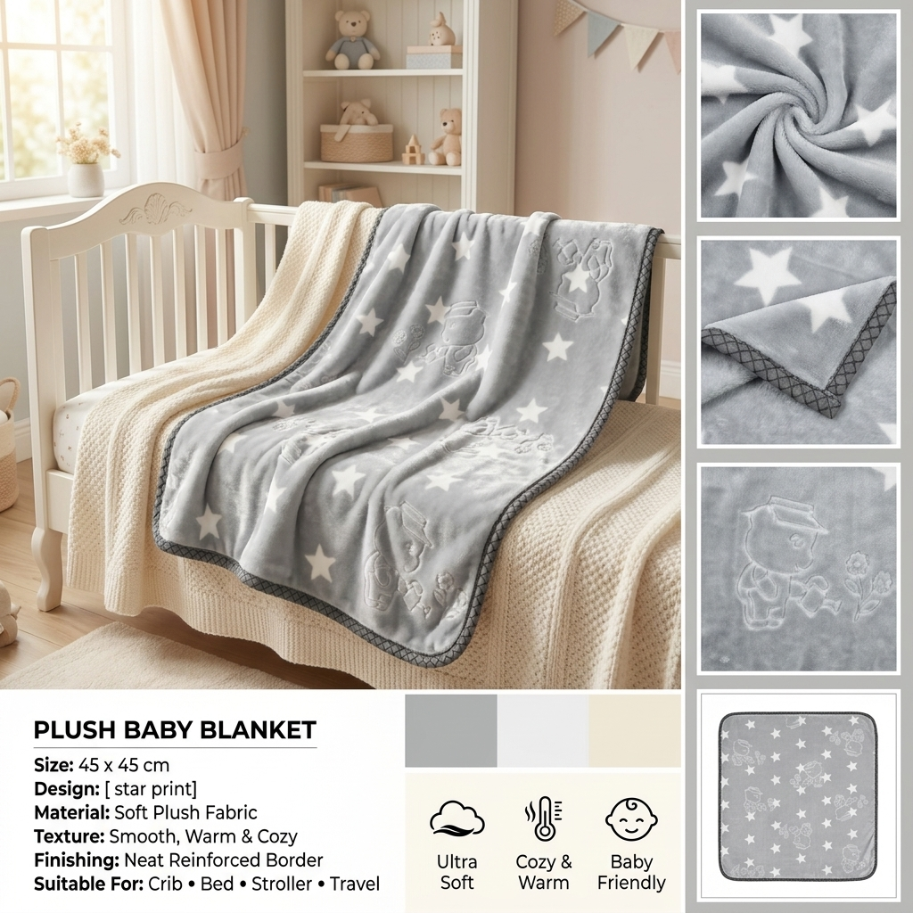 Plush Star Print Baby Blanket – 1–4 Years