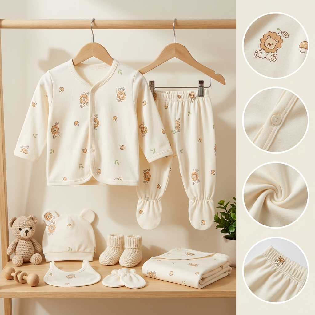 5-Piece Baby Cotton Starter Gift Set – 3 Cute Prints