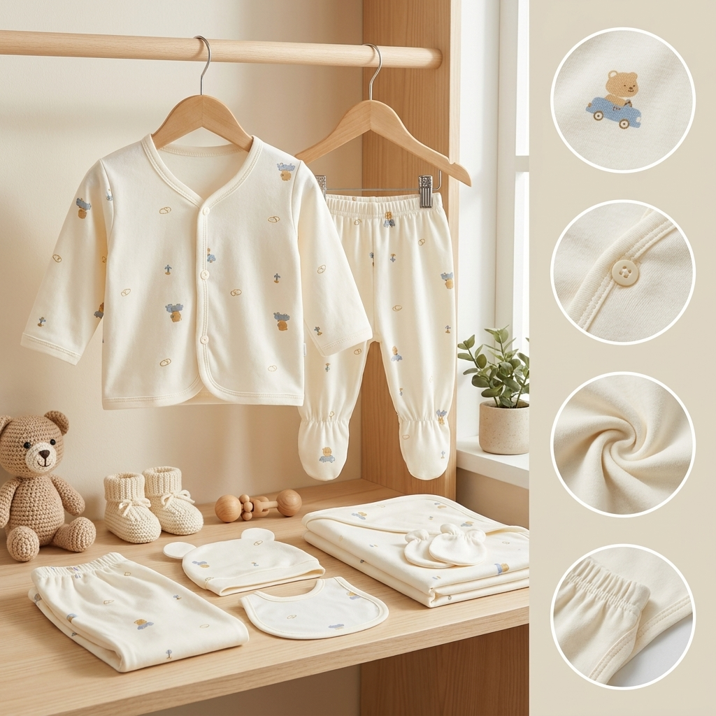 5-Piece Baby Cotton Starter Gift Set – 3 Cute Prints