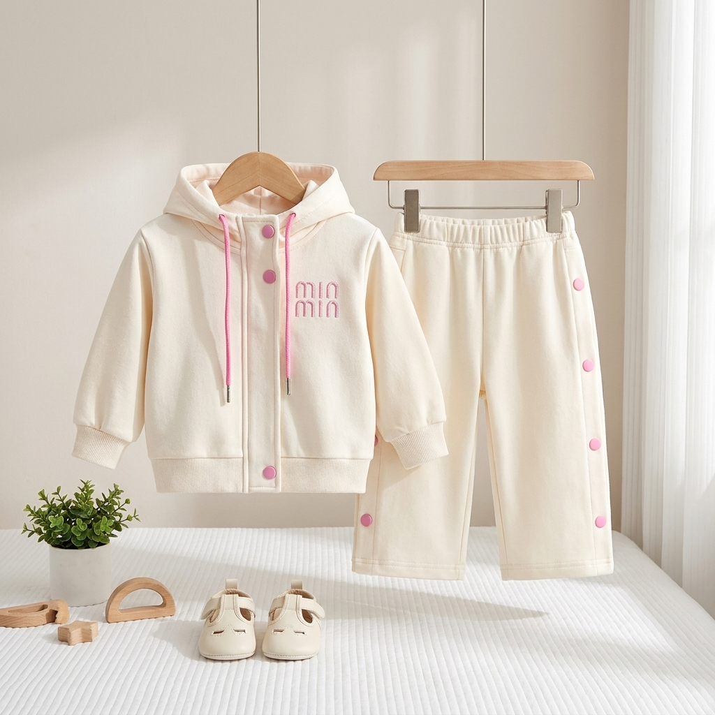 Girls Hooded Jacket & Wide-Leg Pants 2-Piece Set
