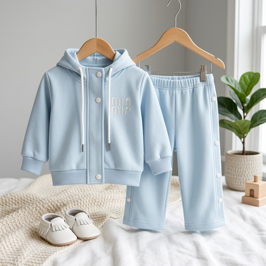 Girls Hooded Jacket & Wide-Leg Pants 2-Piece Set