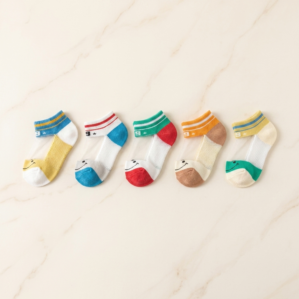 Baby Breathable Net Ankle Socks – Pack of 5