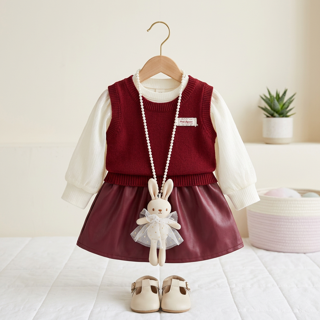 Girls Bunny Charm Sweater & frock Set