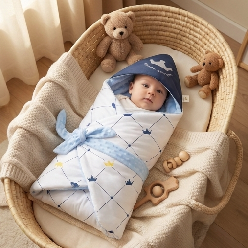 Royal Crown Hooded Baby Swaddle Blanket