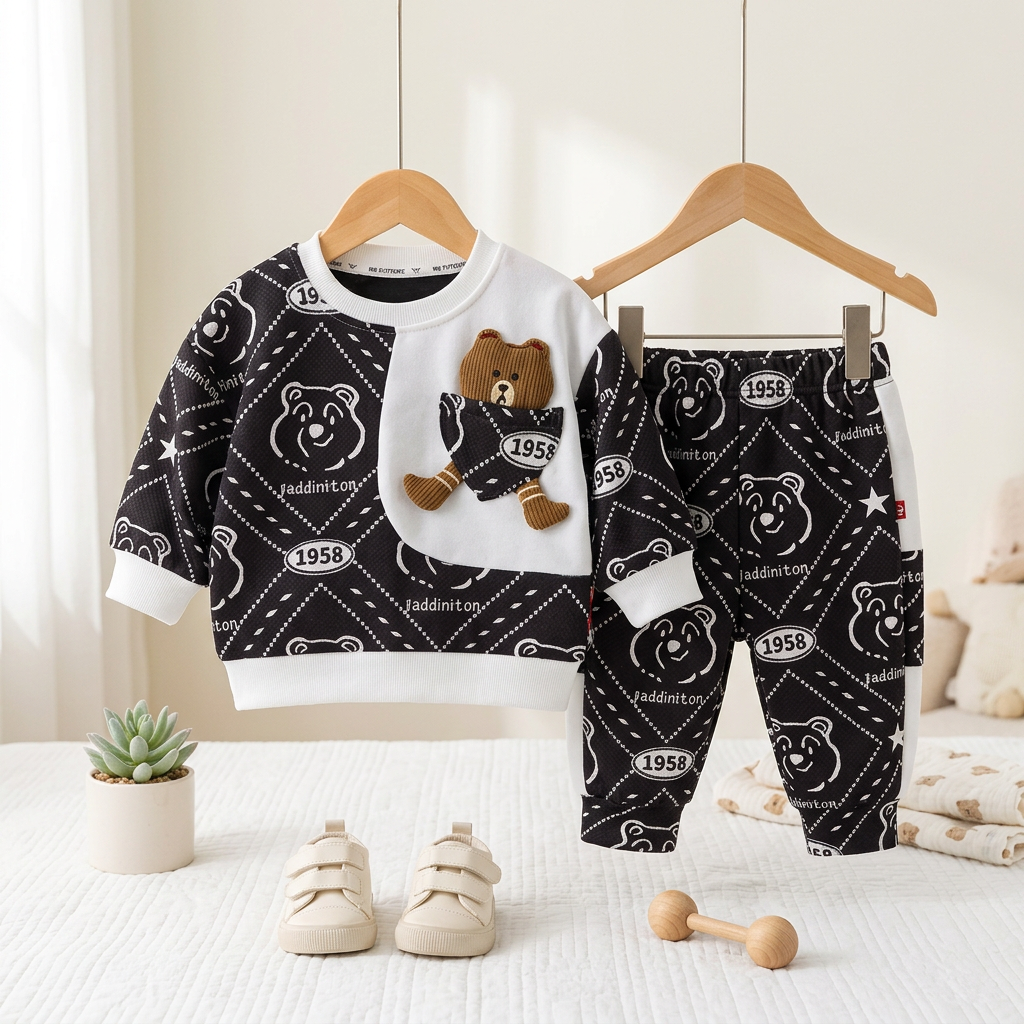 Boys Bear Pocket Sweatshirt  Set – 2 Piece
