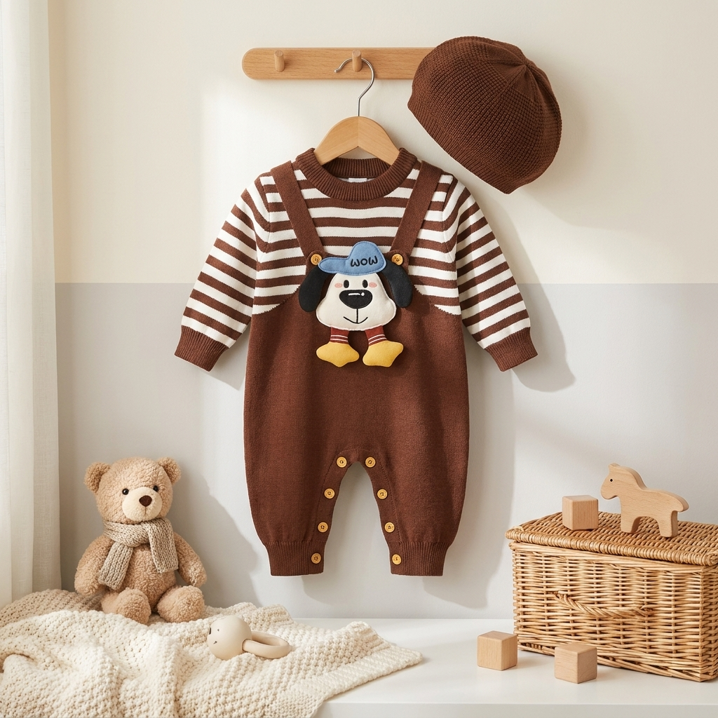 Baby Puppy Applique Dungaree Set