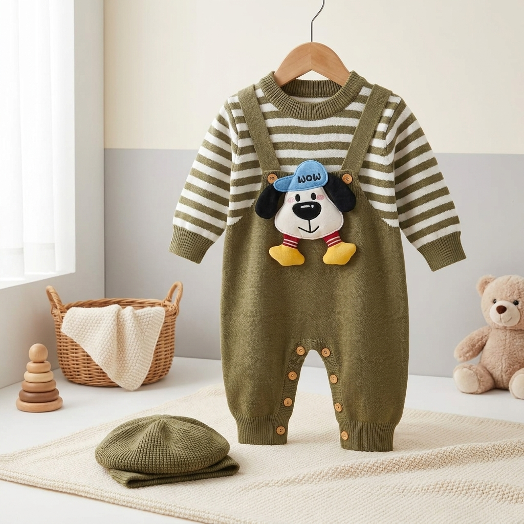 Baby Puppy Applique Dungaree Set
