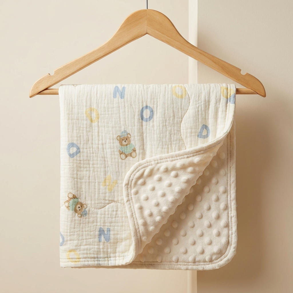 Baby Muslin & Minky Soft Blanket – 75 × 100 cm