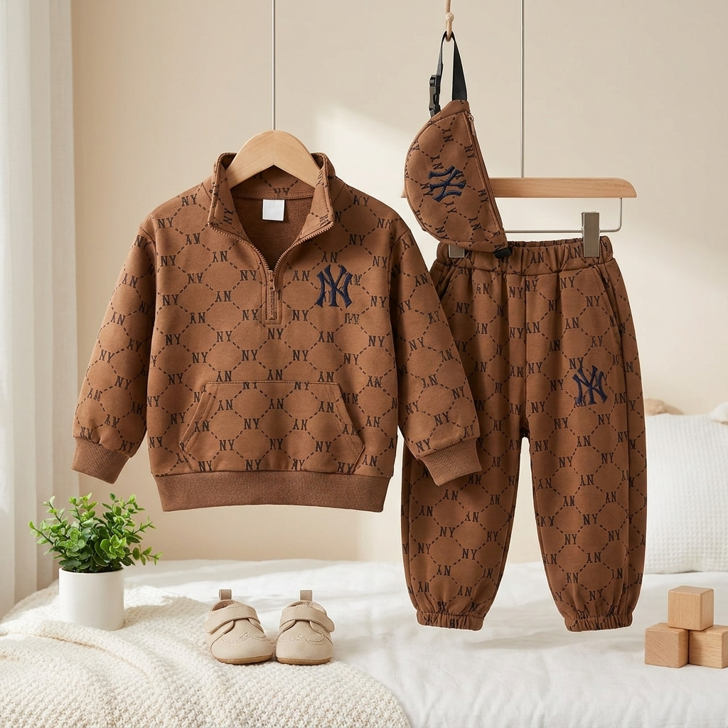 Boys Printed Tracksuit with Crossbody Bag – 3 Piece