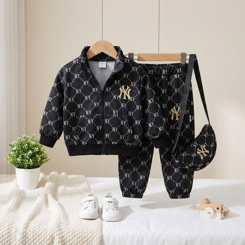 Boys Printed Tracksuit with Crossbody Bag – 3 Piece