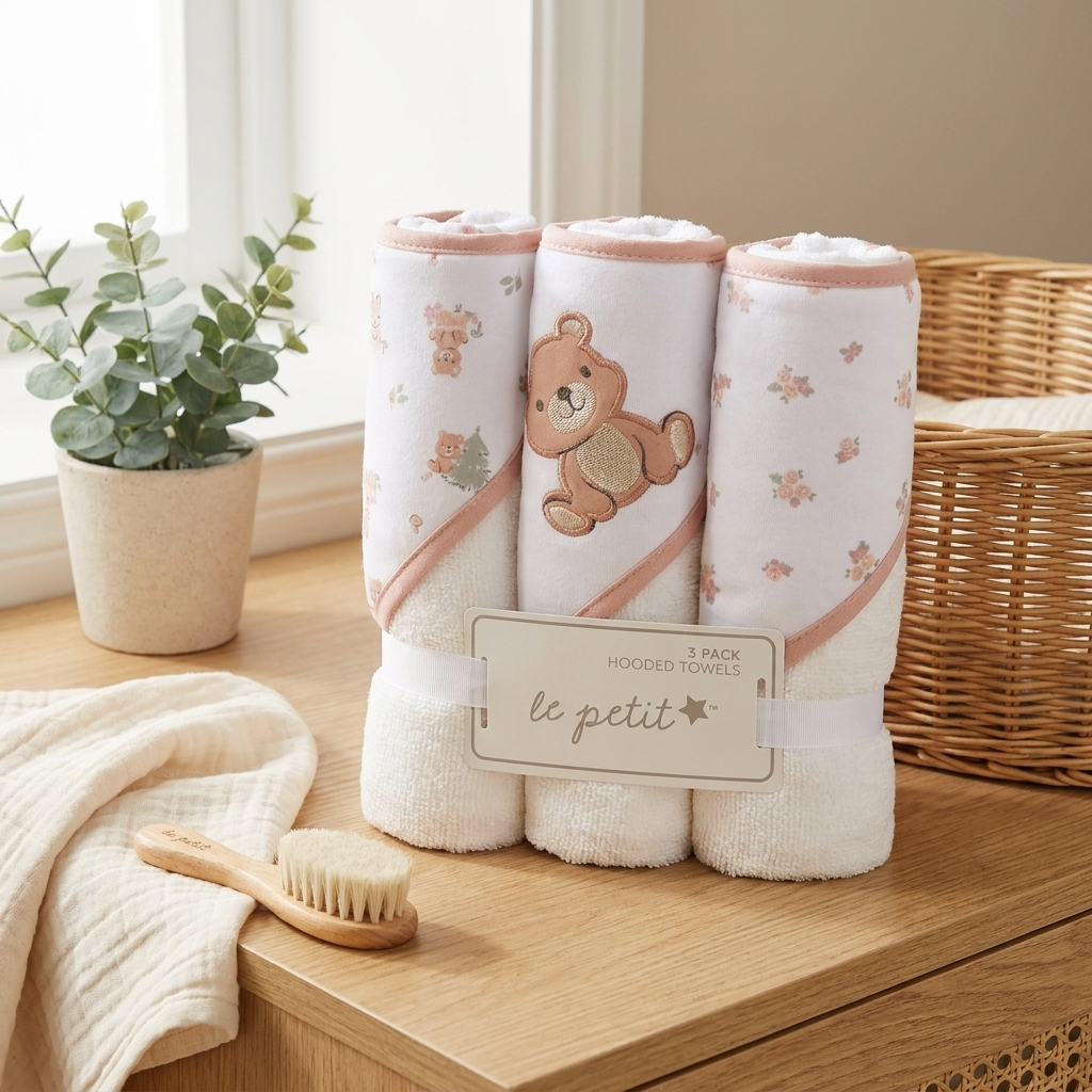 3-Pack Hooded Baby Towels – 4 Designs