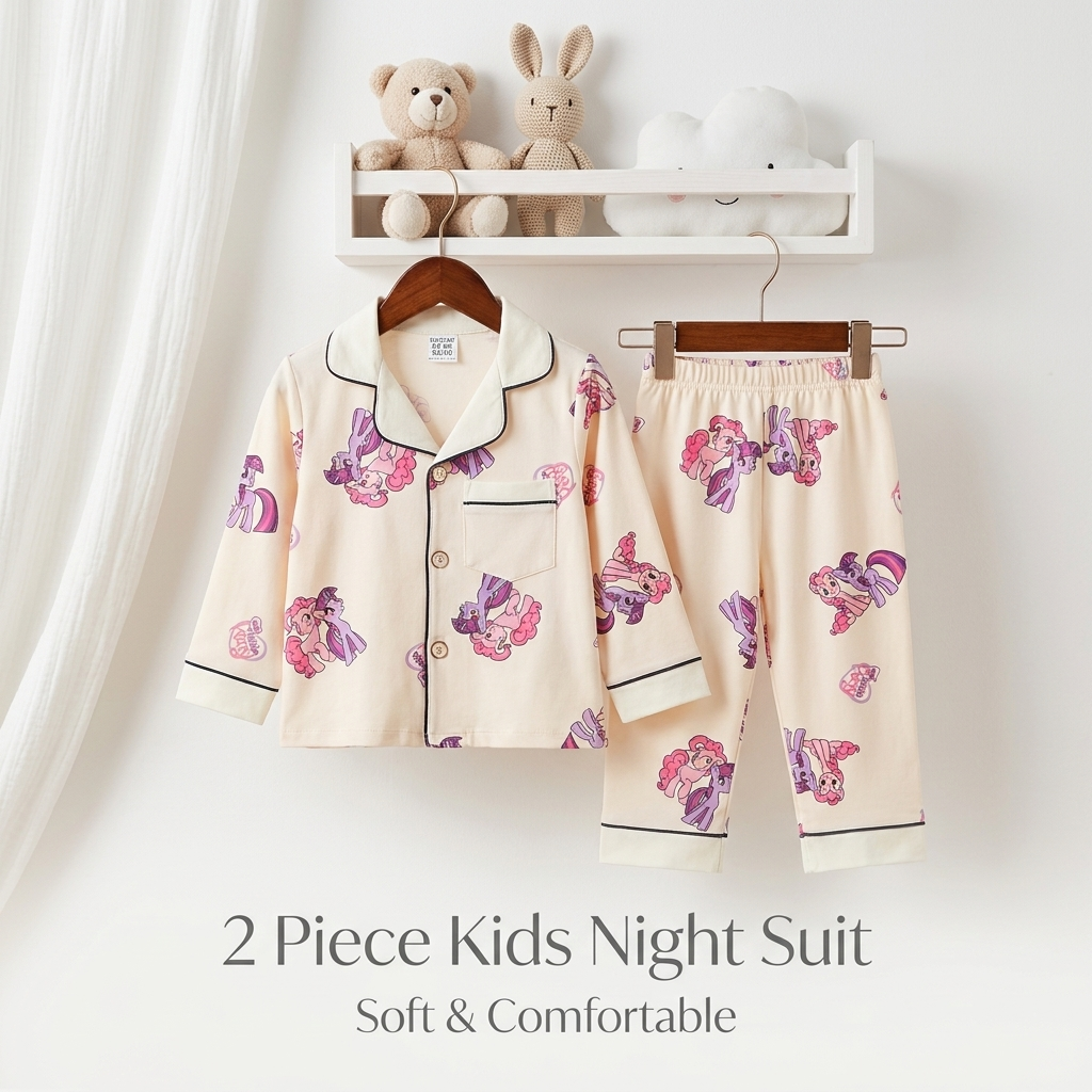 Girls Printed 2-Piece Night Suit