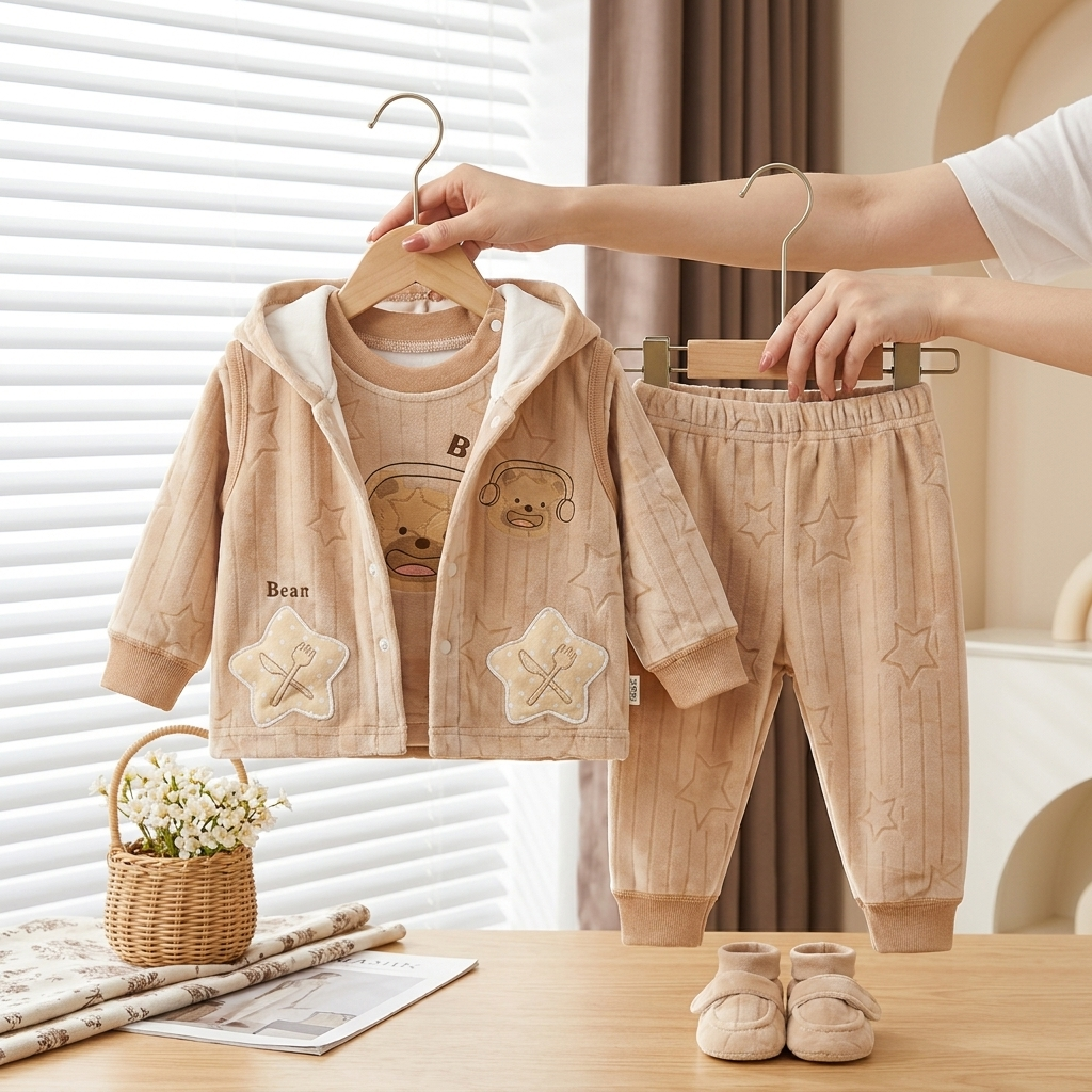 Teddy Velvet 3-Piece Baby Tracksuit
