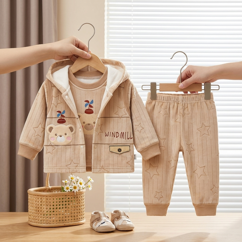 Bear & Star Velvet 3-Piece Baby Tracksuit