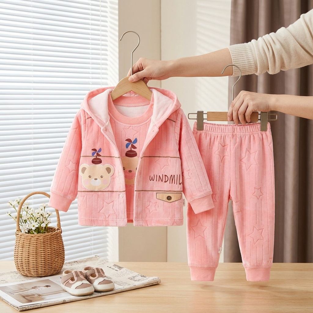 Bear & Star Velvet 3-Piece Baby Tracksuit