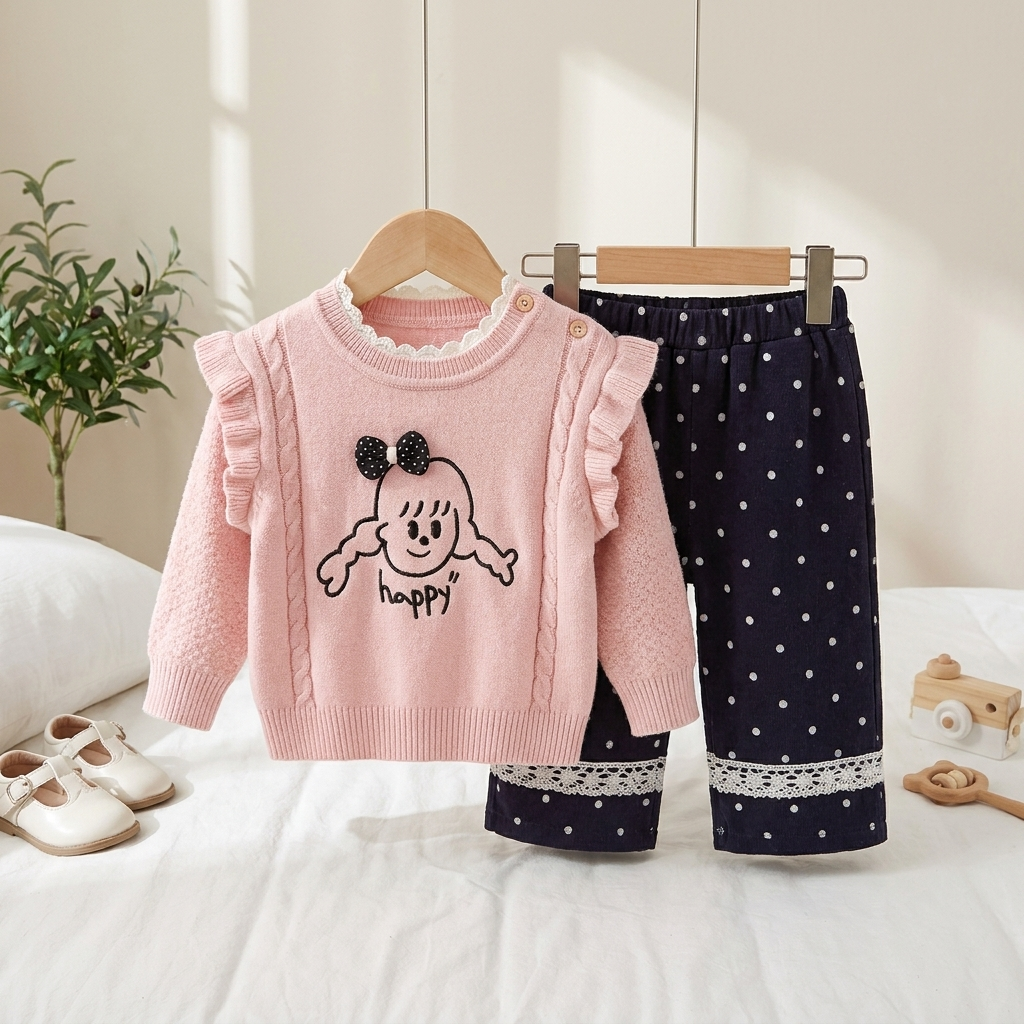 Happy Girl 2-Piece Sweater & Trouser Set
