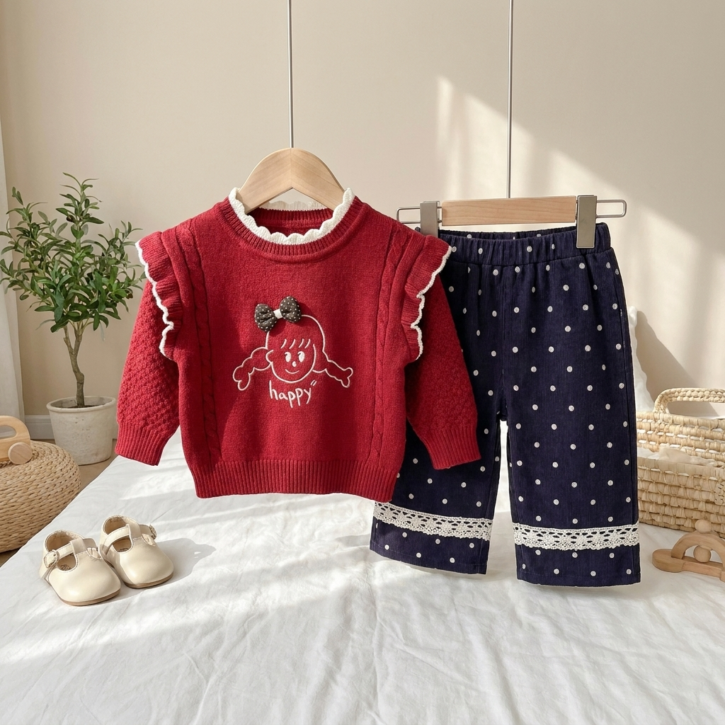 Happy Girl 2-Piece Sweater & Trouser Set
