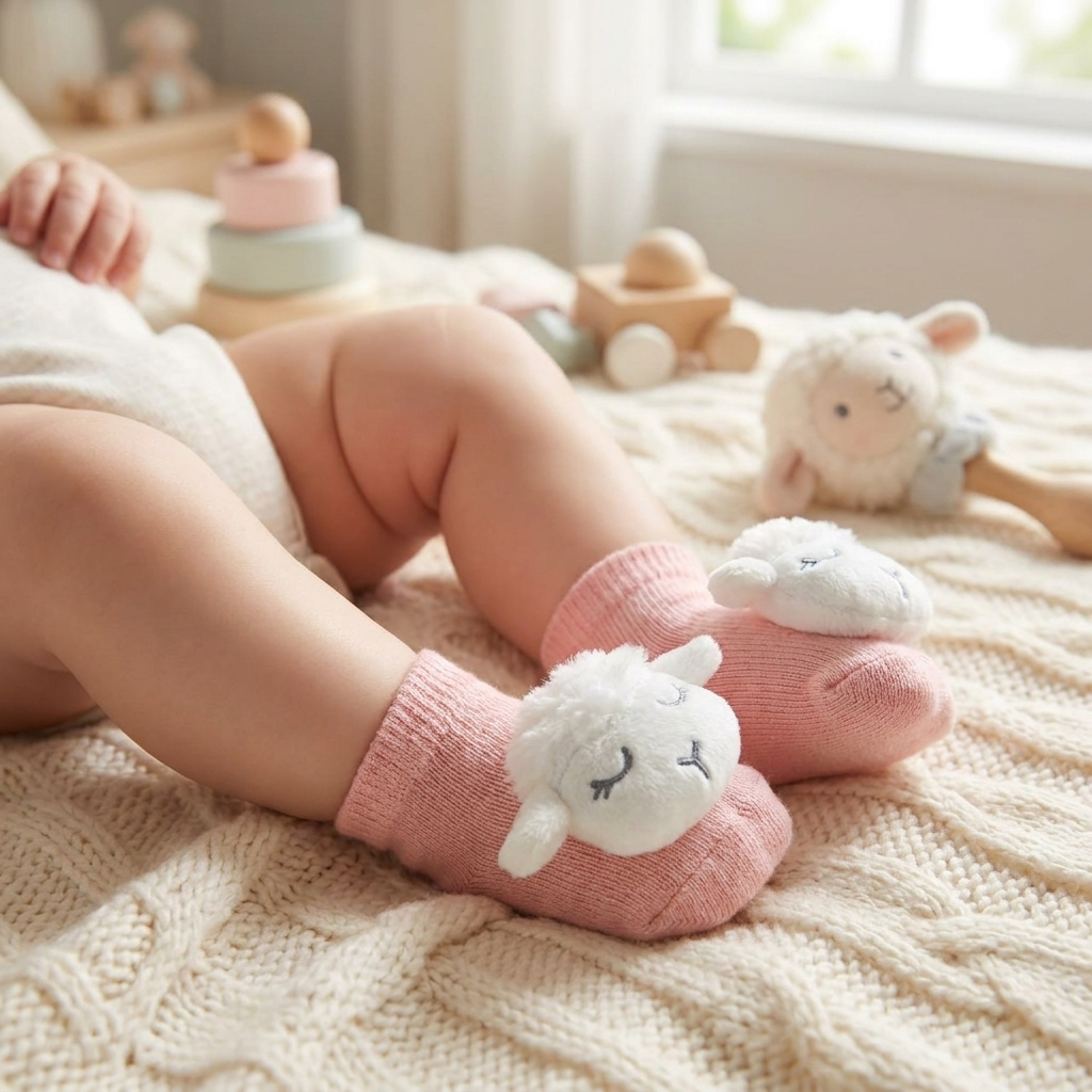 Cute Lamb Baby Ankle Socks – 2 Colors(3M TO 2YR)