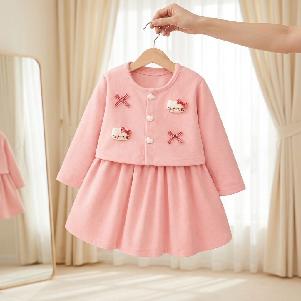 Sweet Bow Girls 2-Piece Frock Set – 2 Colors
