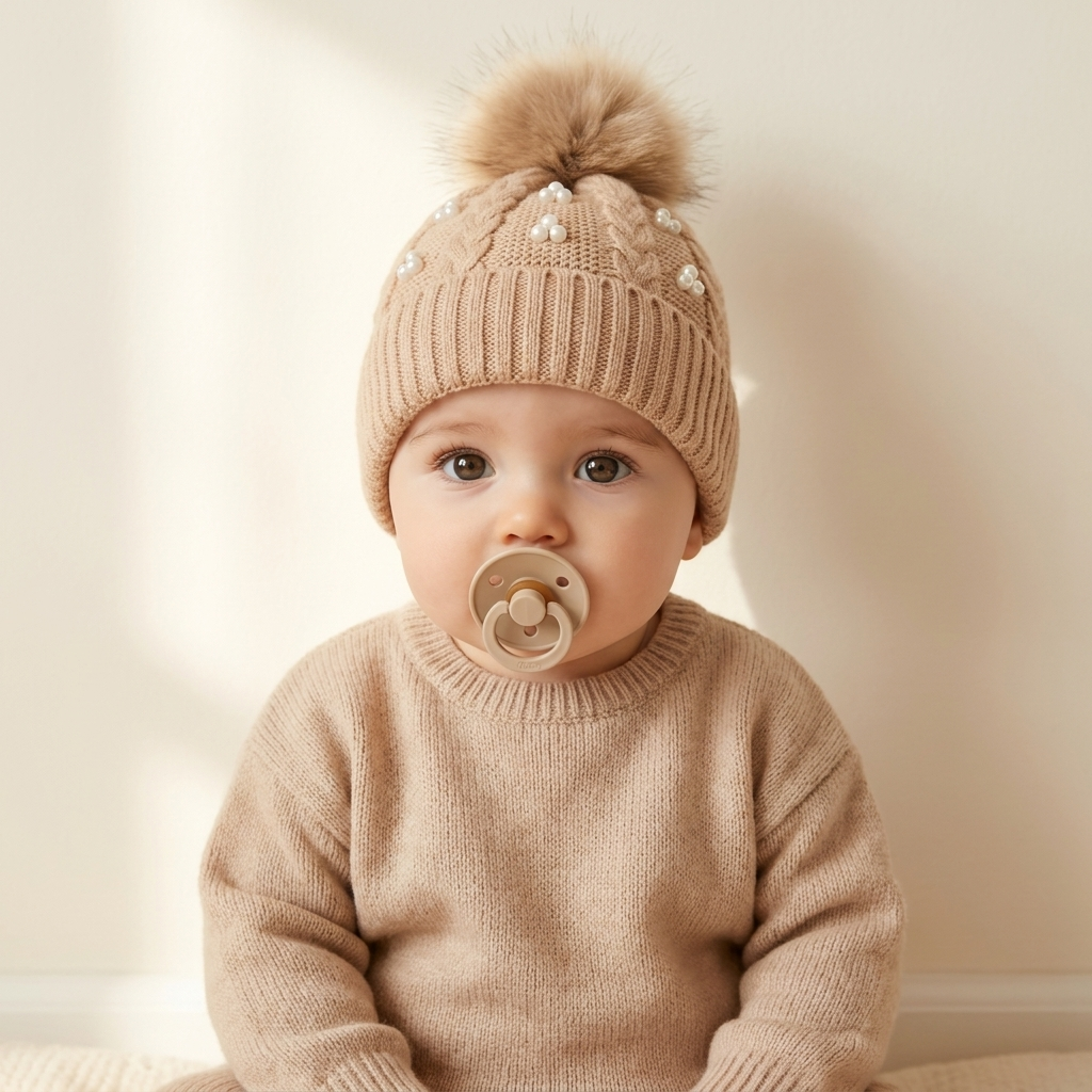Pearl Pom-Pom Knitted Winter Cap – 6 Colors